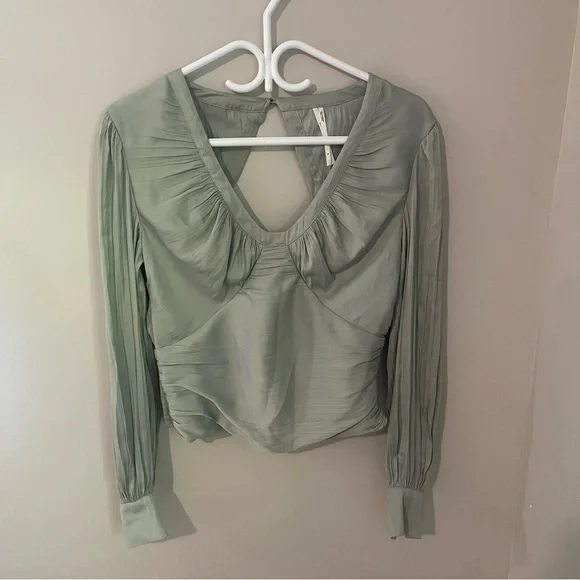Anthropologie‎ Blouson-Sleeve Blouse In Mint Green Size Small - Picture 4 of 7